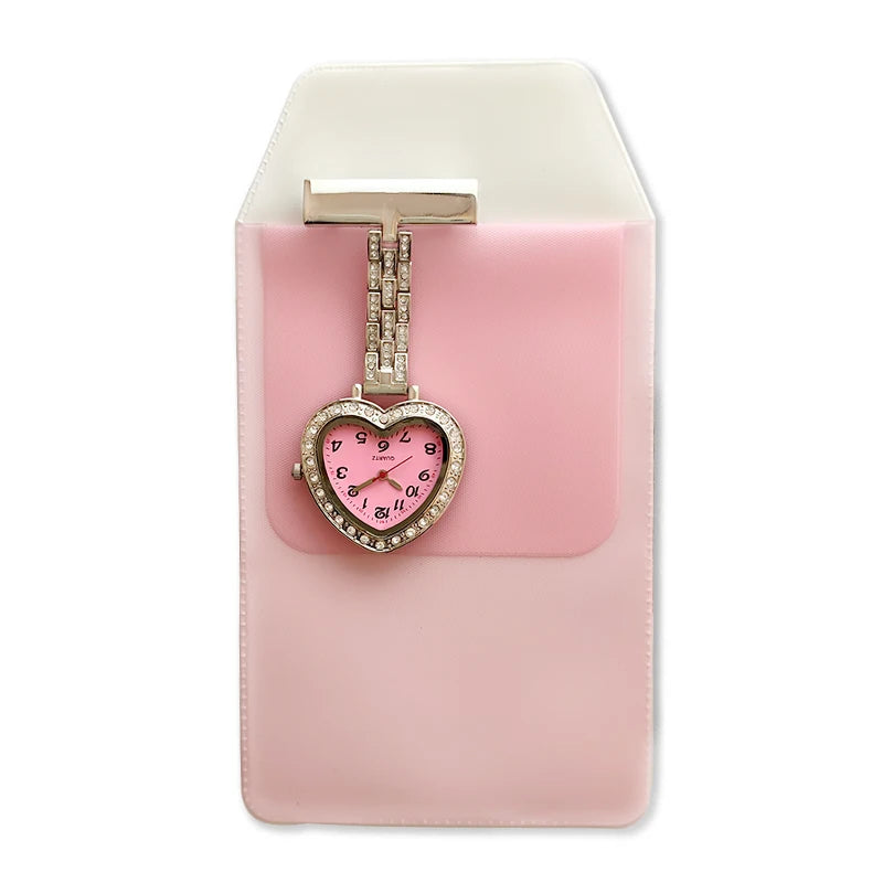 Glitter Nurse Fob Watch — Sparkle Pink Quartz Pocket Watch, Medical Gift for Women | FireDrips