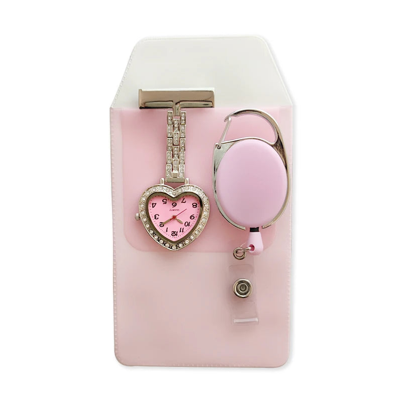 Glitter Nurse Fob Watch — Sparkle Pink Quartz Pocket Watch, Medical Gift for Women | FireDrips
