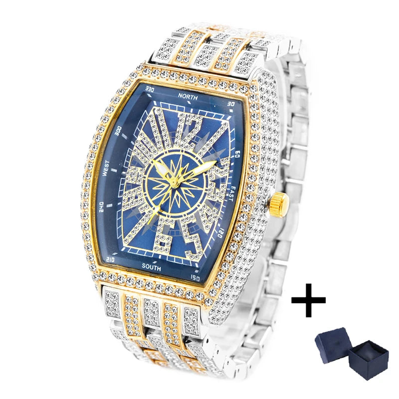 Tonneau Ice — Waterproof Lab Diamond Tonneau Quartz Watch, 18K Gold Plated, 6 Colorways | FireDrips