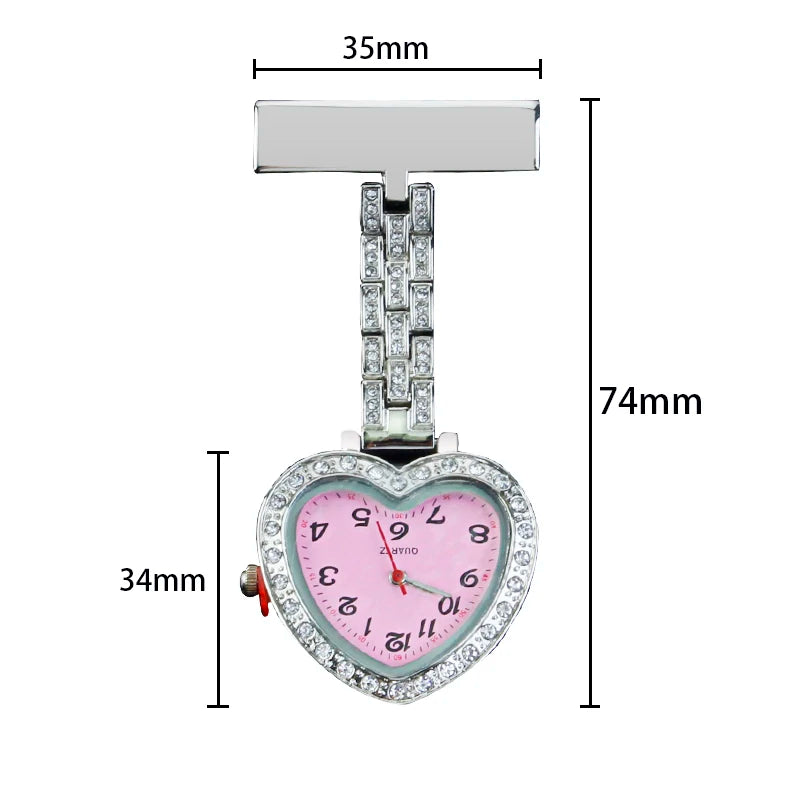Glitter Nurse Fob Watch — Sparkle Pink Quartz Pocket Watch, Medical Gift for Women | FireDrips