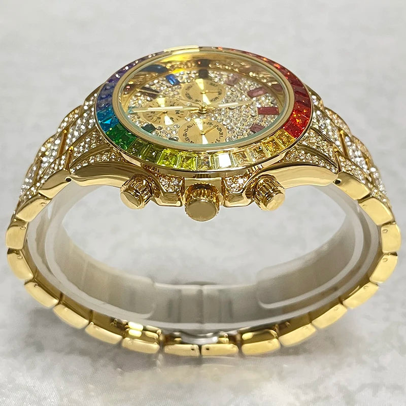 Prism — Rainbow Diamond Iced Out Full Steel Sports Watch, Waterproof, Sapphire Crystal, 9 Colorways