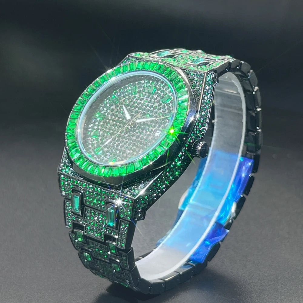 Envy — Green Diamond Men's Watch, Rare Green Colorway, Iced Out Diamond Accents | FireDrips Luxury Streetwear