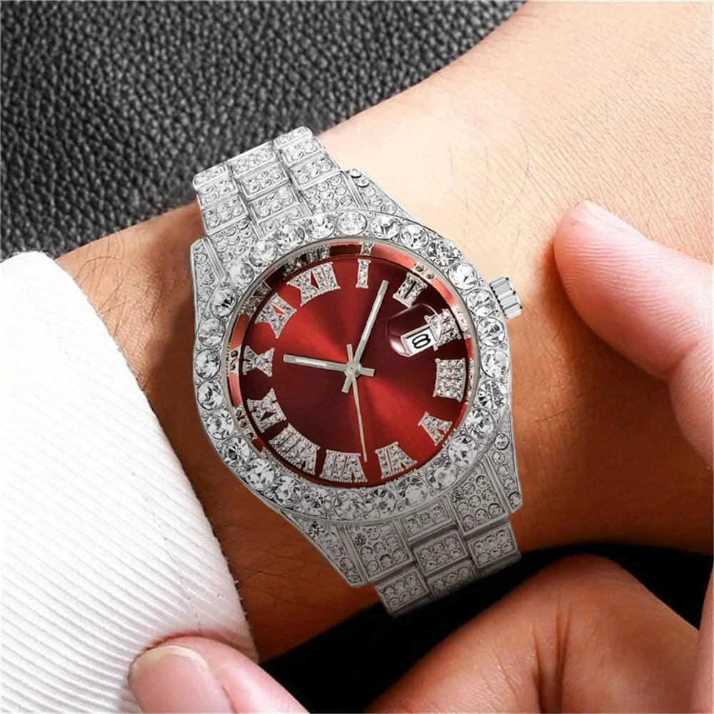 Rhinestone Riot — Retro Oversized Rhinestone Quartz Watch, Stainless Steel Band, 9 Colorways | FireDrips