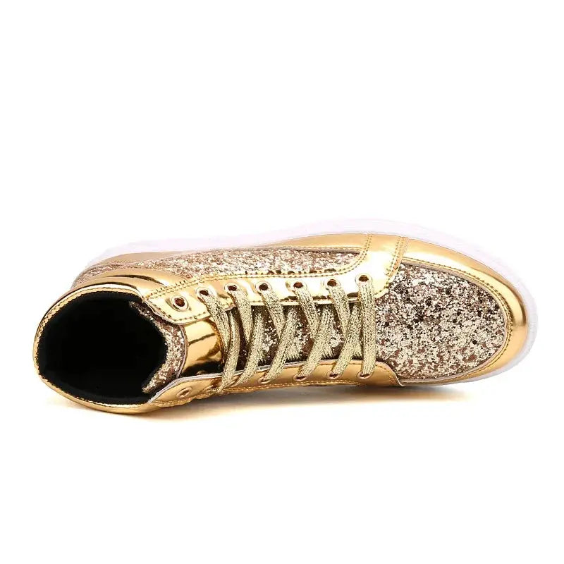 Mirror Panel High-Top Hip-Hop Sneakers