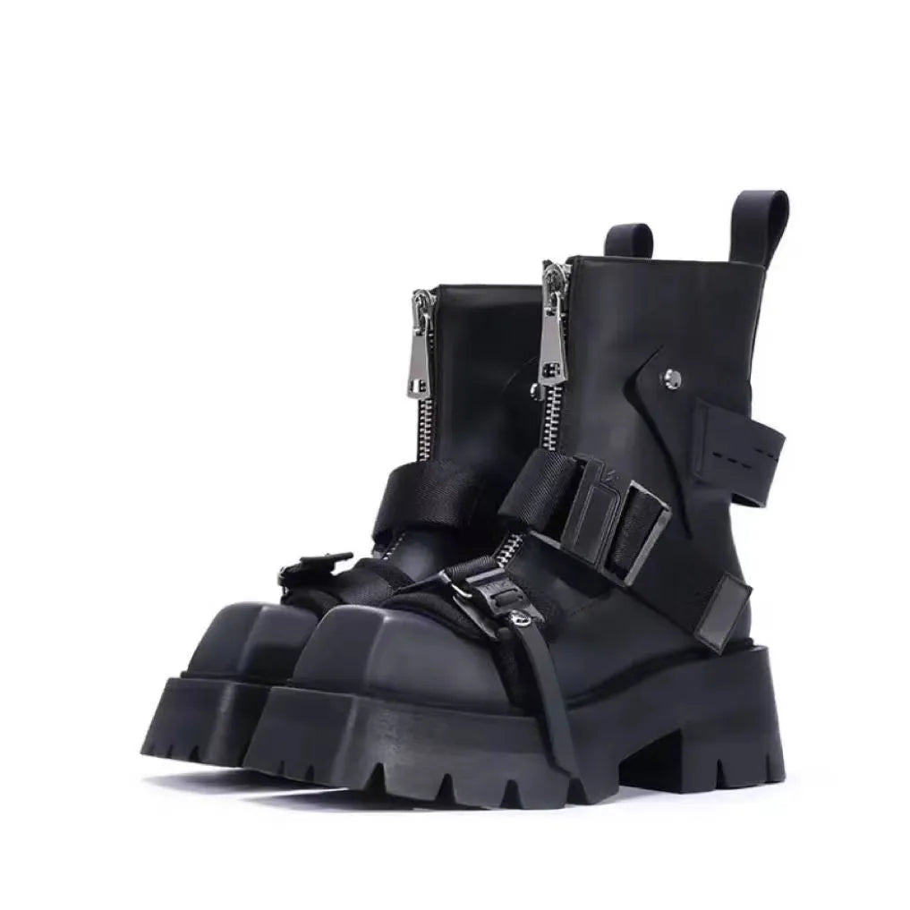Women's Luxury Chelsea Ankle Boots – Platform Chunky Heel Zip-Up Winter Shoes