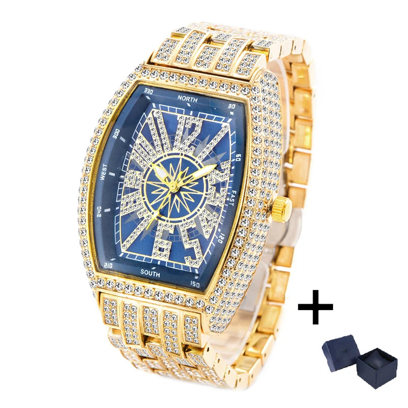 Tonneau Ice — Waterproof Lab Diamond Tonneau Quartz Watch, 18K Gold Plated, 6 Colorways | FireDrips