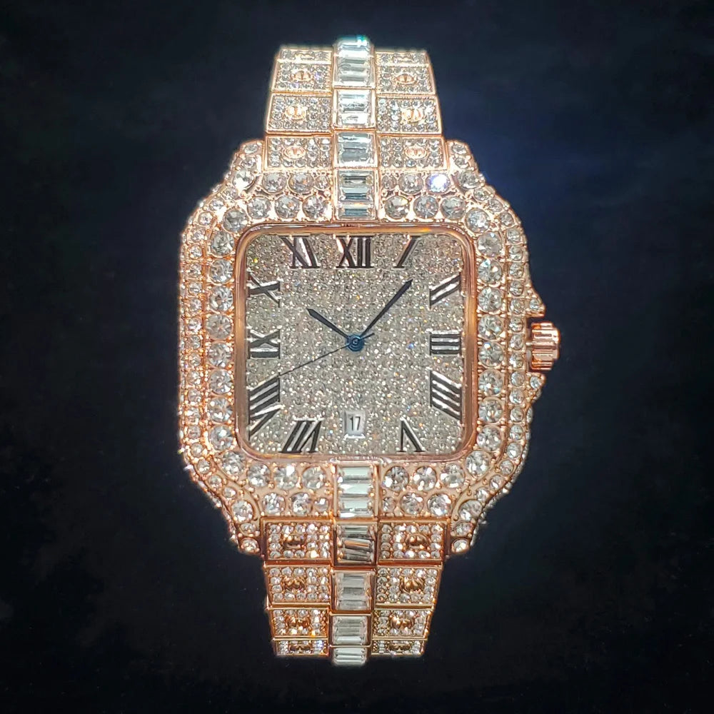 Stealth Mode — Square Iced Out Waterproof Diamond Watch, Stainless Steel, Rose Gold, Gold & Silver | FireDrips