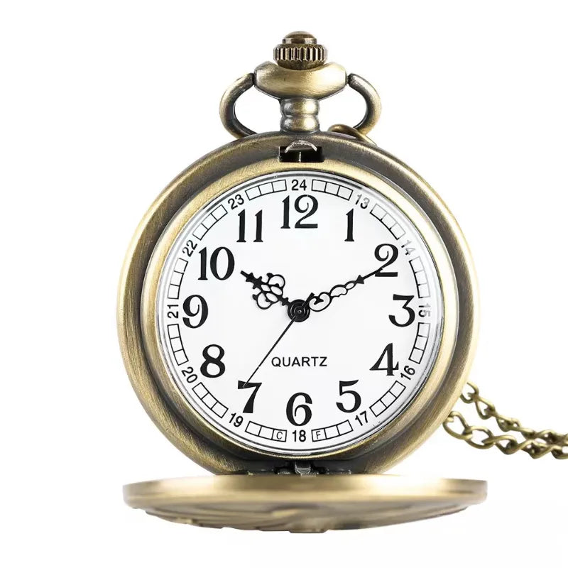 Three-Headed Dragon Pocket Watch — Vintage Bronze Quartz Fob Watch with Necklace Chain | FireDrips