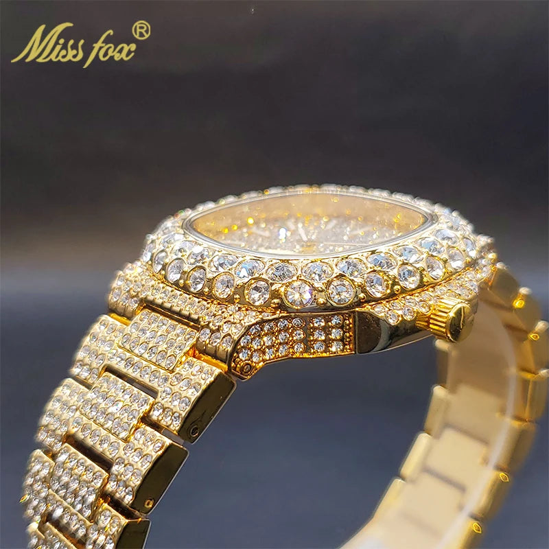 Drip Proof — Iced Out Waterproof Hip Hop Quartz Watch, Comes with Box, Gold, Silver & Two-Tone | FireDrips