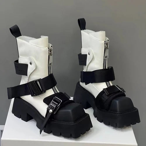 Women's Luxury Chelsea Ankle Boots – Platform Chunky Heel Zip-Up Winter Shoes
