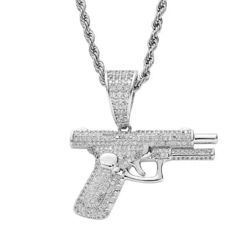 AK-47 Hip-Hop Gun Pendant Necklace — Bold Street Culture Zinc Alloy Jewelry, Gold & Silver, 39 Styles