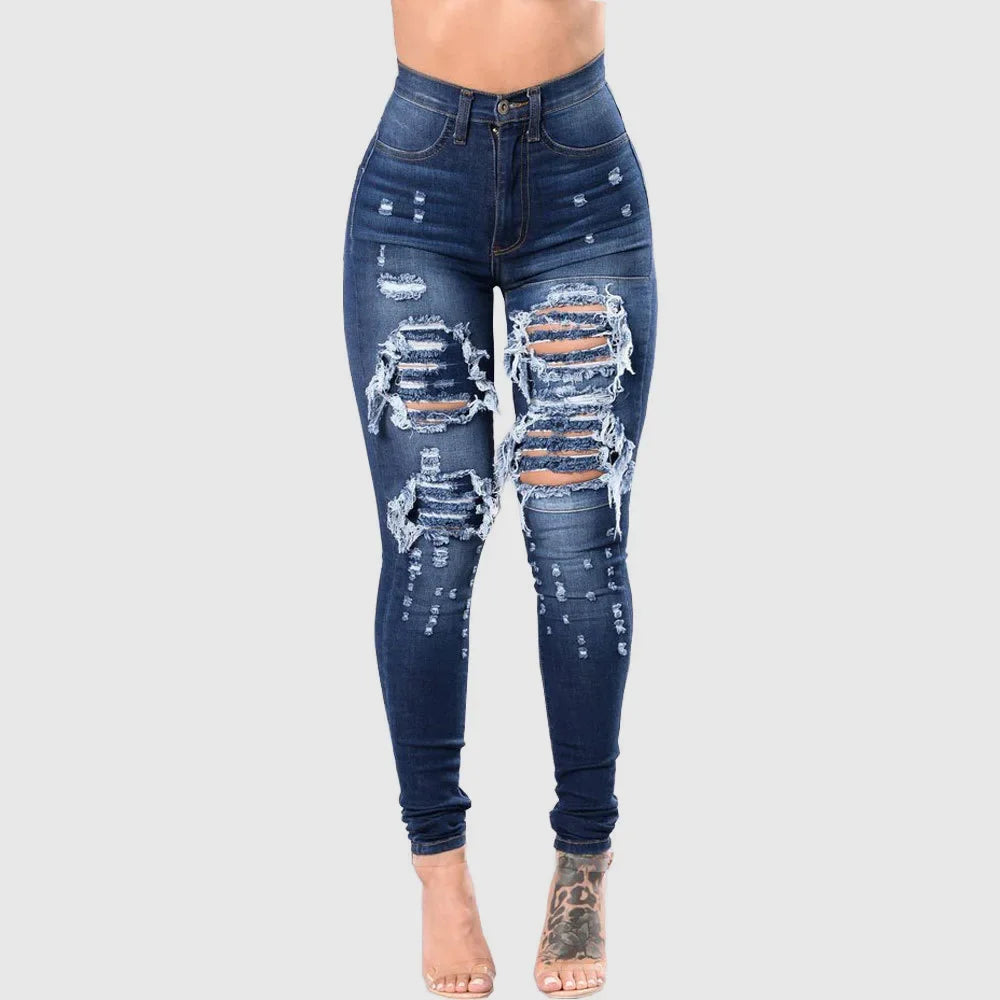 Women's High Waist Ripped Skinny Jeans – Slim Fit Stretch Denim S–3XL
