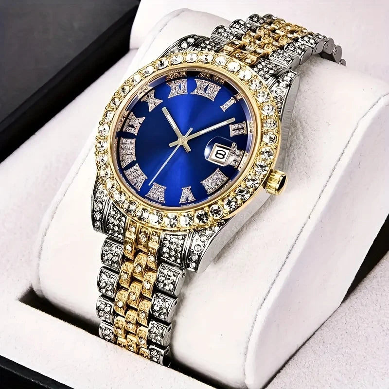 Rhinestone Riot — Retro Oversized Rhinestone Quartz Watch, Stainless Steel Band, 9 Colorways | FireDrips