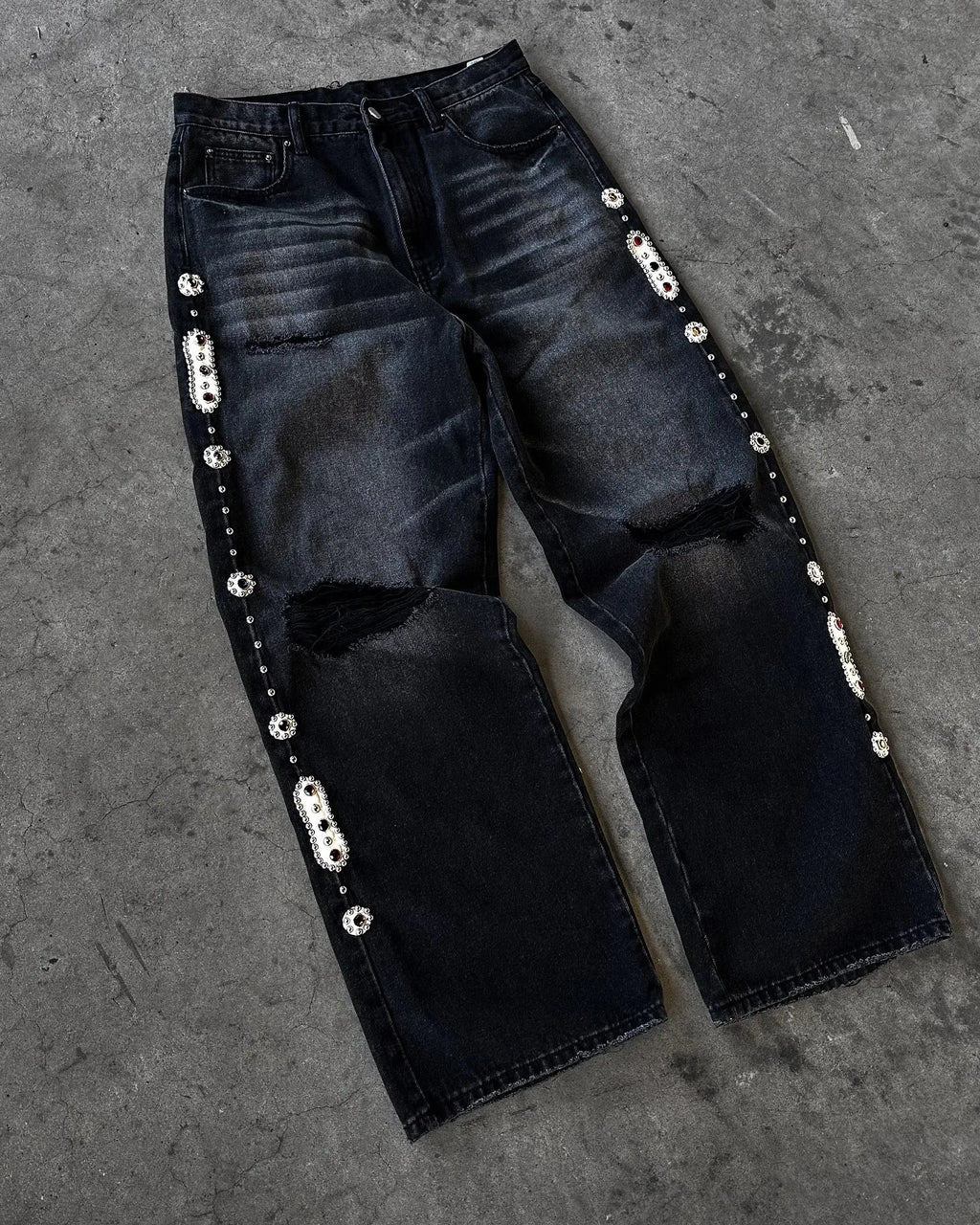 Cherry Blossom Black Y2K Jeans – Women's Graphic Denim