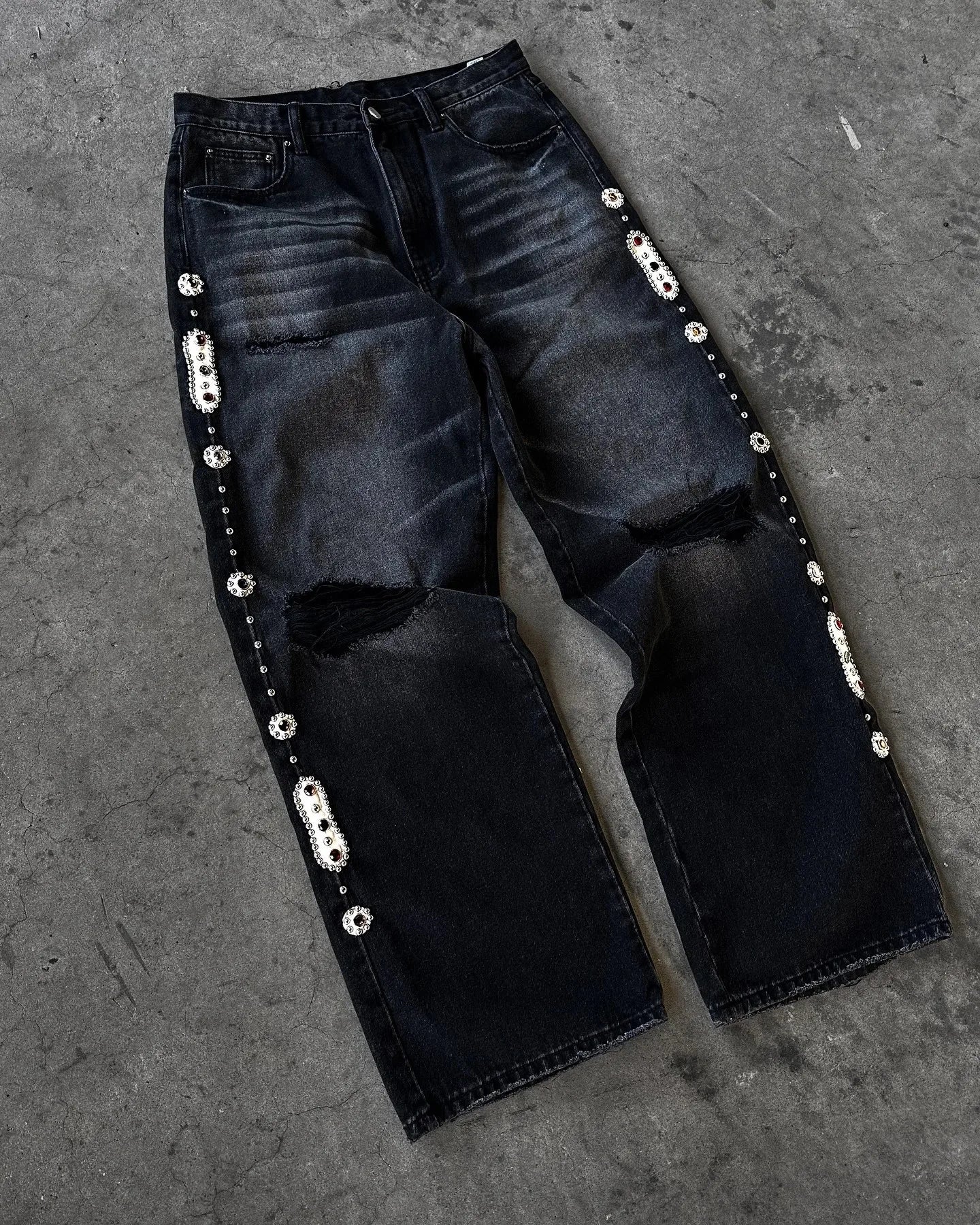 Cherry Blossom Black Y2K Jeans – Women's Graphic Denim