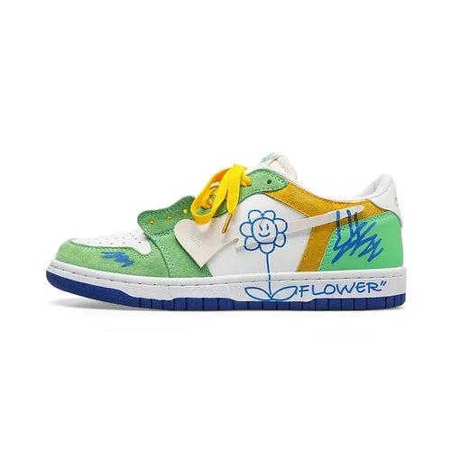 Retro Heart Pattern Skateboard Shoes — Y2K Fashion Sneakers