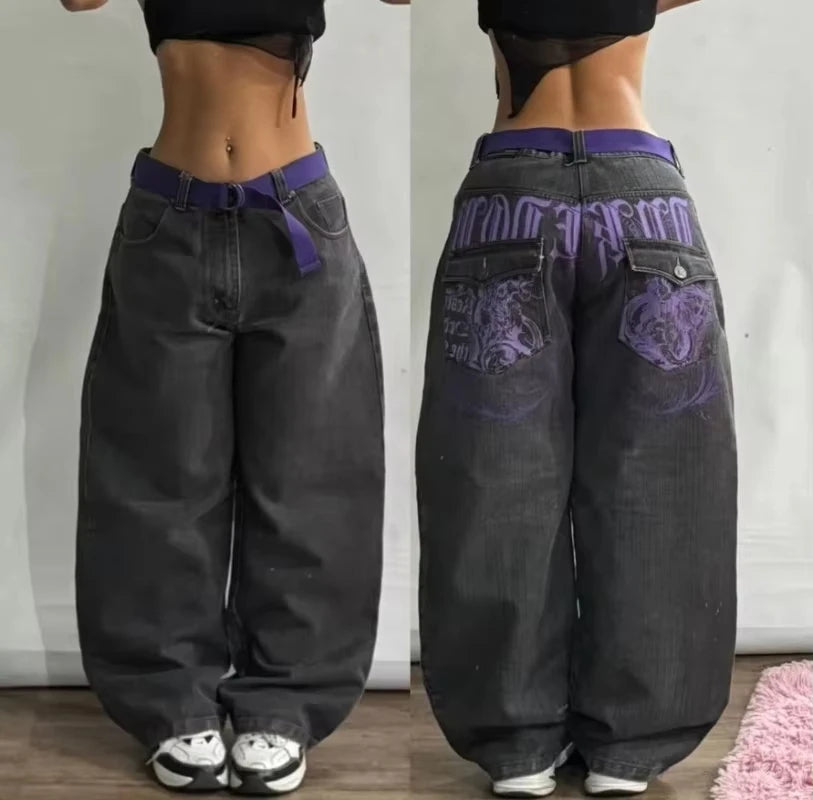 Y2K Gothic Rock High Waist Wide Leg Jeans – Men's Punk Denim