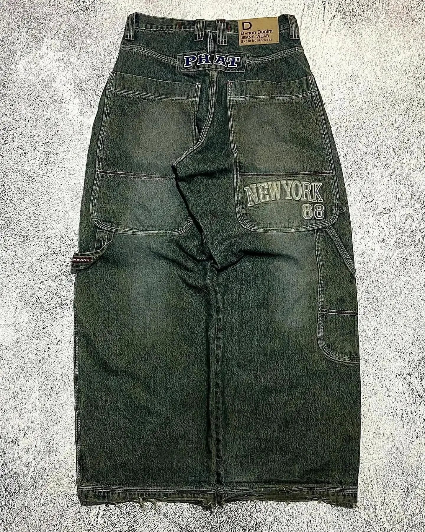 Y2K Gothic Rock High Waist Wide Leg Jeans – Men's Punk Denim