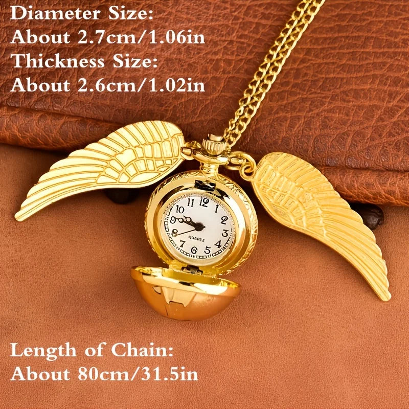 Golden Wings Pocket Watch — Luxury Gold Quartz Fob Watch, Elegant Gift for Men & Kids | FireDrips