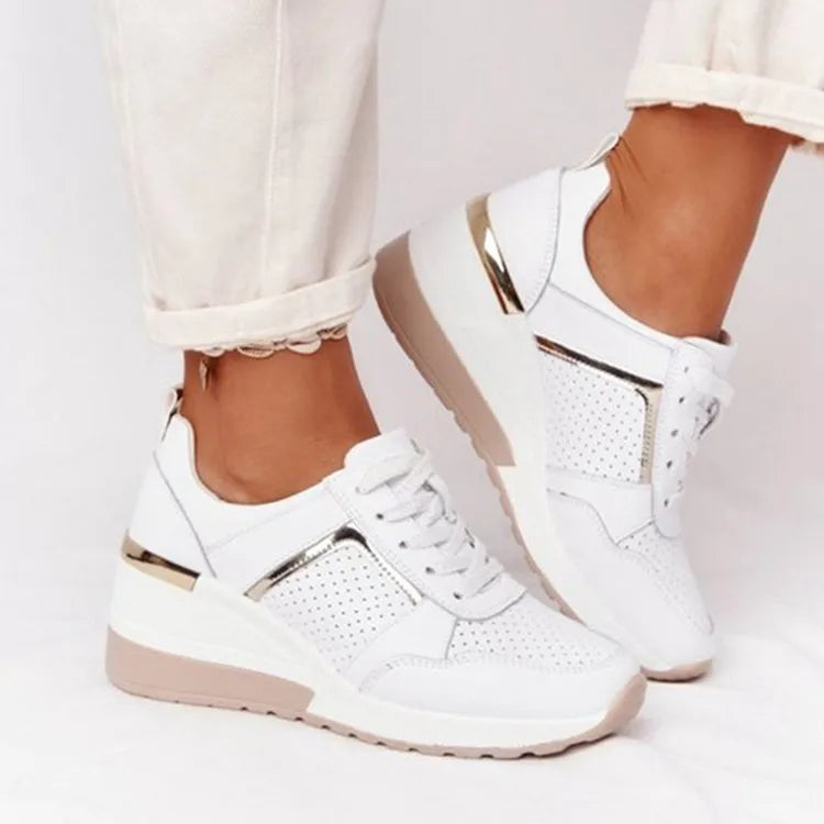 Chunky Platform Lace-Up Sneakers – Thick Sole Vulcanized Street Style