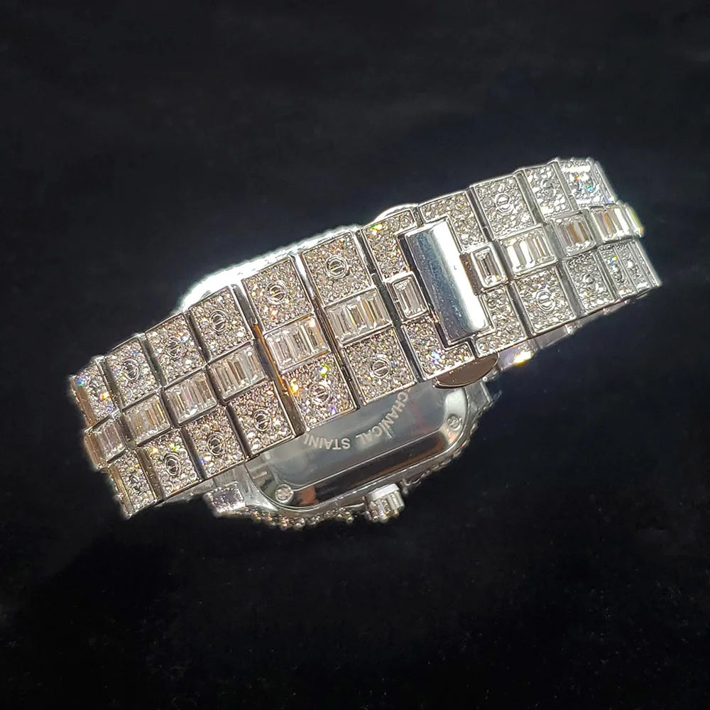 Stealth Mode — Square Iced Out Waterproof Diamond Watch, Stainless Steel, Rose Gold, Gold & Silver | FireDrips