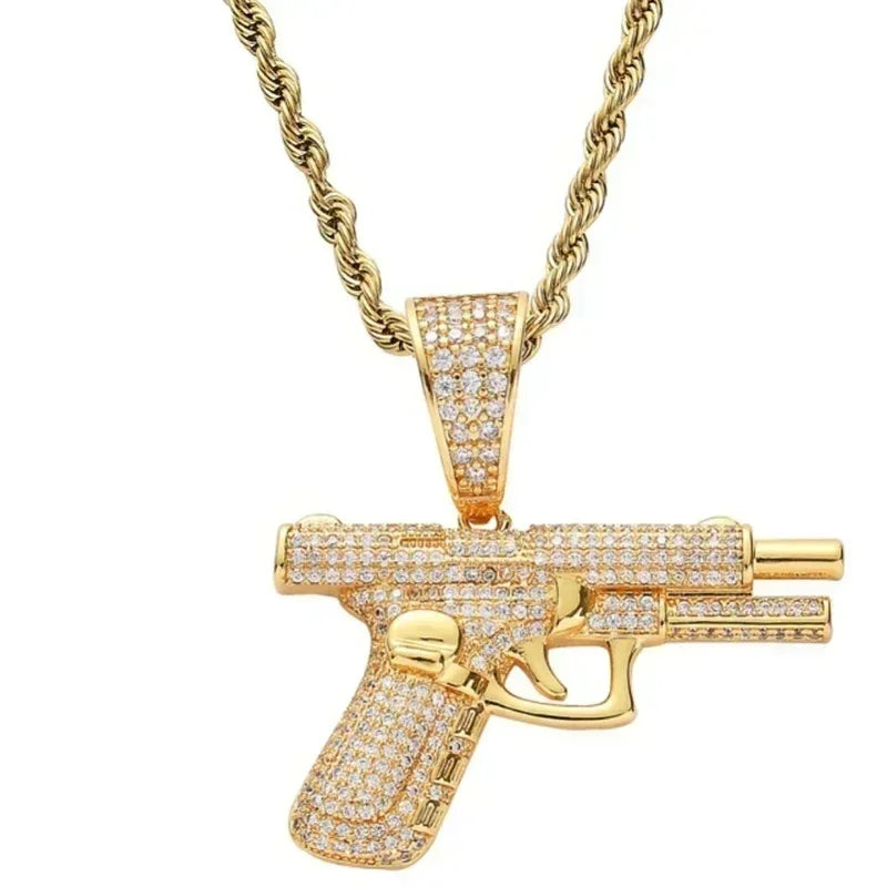 AK-47 Hip-Hop Gun Pendant Necklace — Bold Street Culture Zinc Alloy Jewelry, Gold & Silver, 39 Styles