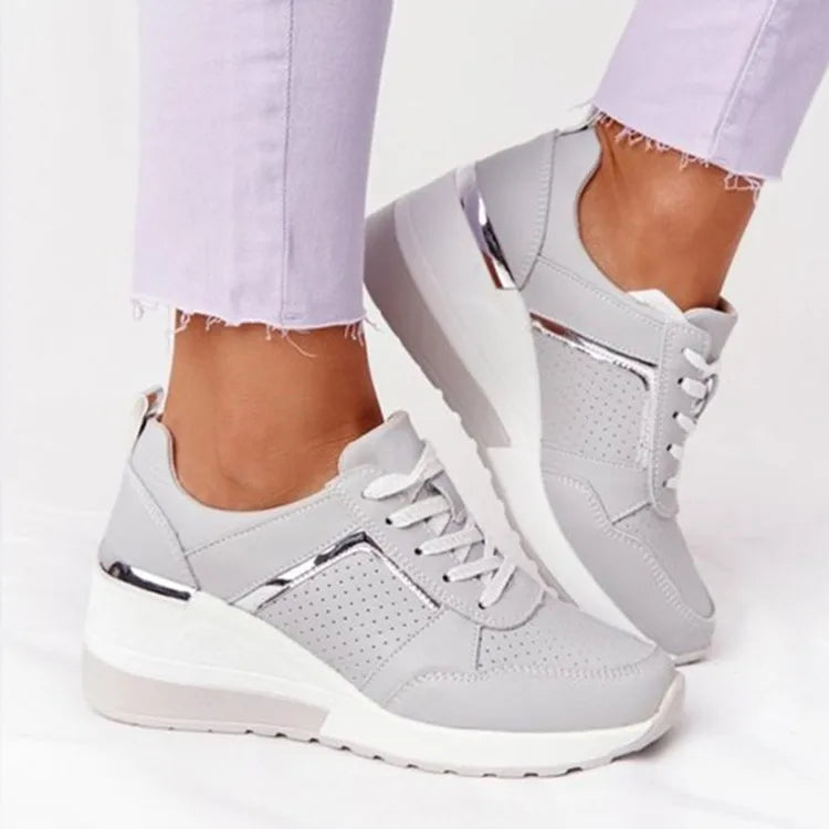 Chunky Platform Lace-Up Sneakers – Thick Sole Vulcanized Street Style