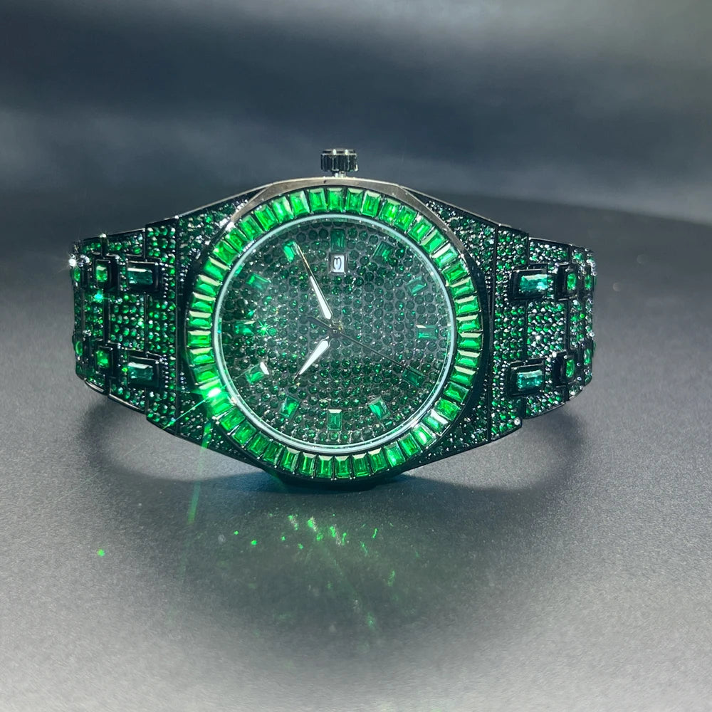 Envy — Green Diamond Men's Watch, Rare Green Colorway, Iced Out Diamond Accents | FireDrips Luxury Streetwear