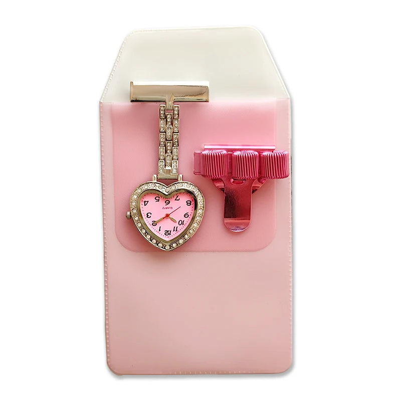 Glitter Nurse Fob Watch — Sparkle Pink Quartz Pocket Watch, Medical Gift for Women | FireDrips
