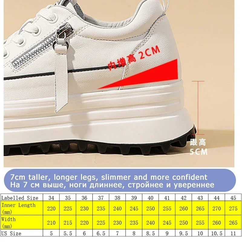 Fujin Genuine Leather Platform Wedge Chunky Sneakers – Lace-Up Street Style