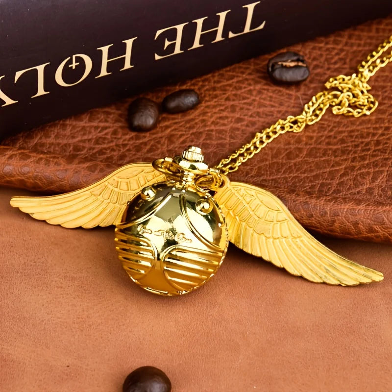 Golden Wings Pocket Watch — Luxury Gold Quartz Fob Watch, Elegant Gift for Men & Kids | FireDrips