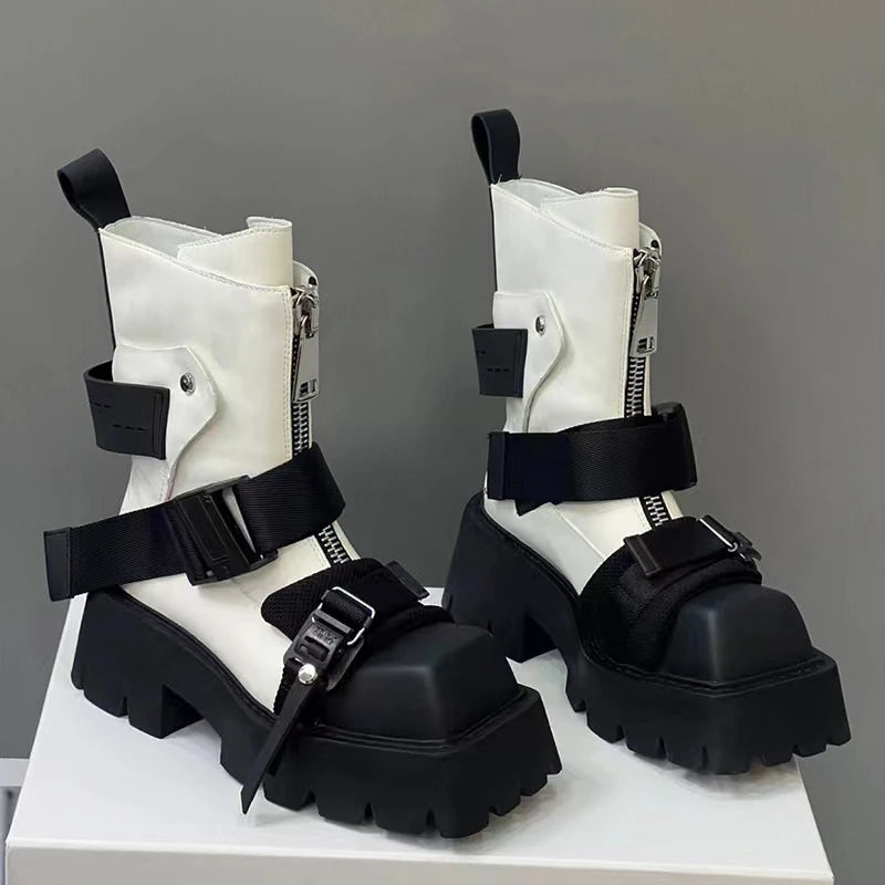 Women's Luxury Chelsea Ankle Boots – Platform Chunky Heel Zip-Up Winter Shoes