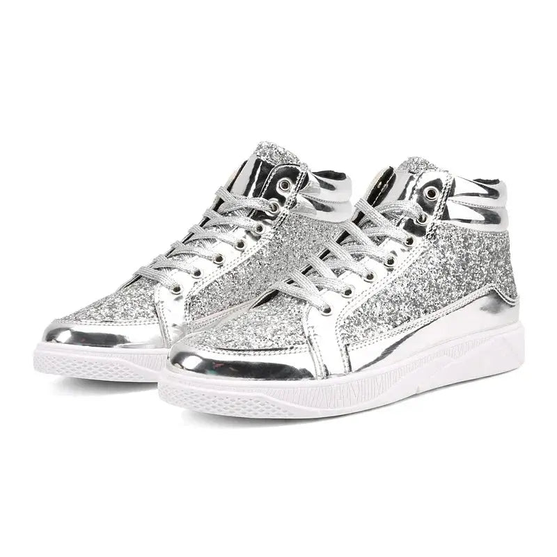 Mirror Panel High-Top Hip-Hop Sneakers