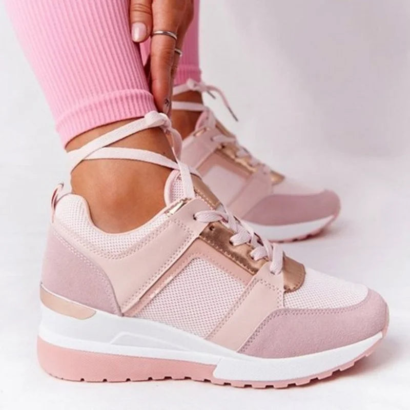 Chunky Platform Lace-Up Sneakers – Thick Sole Vulcanized Street Style