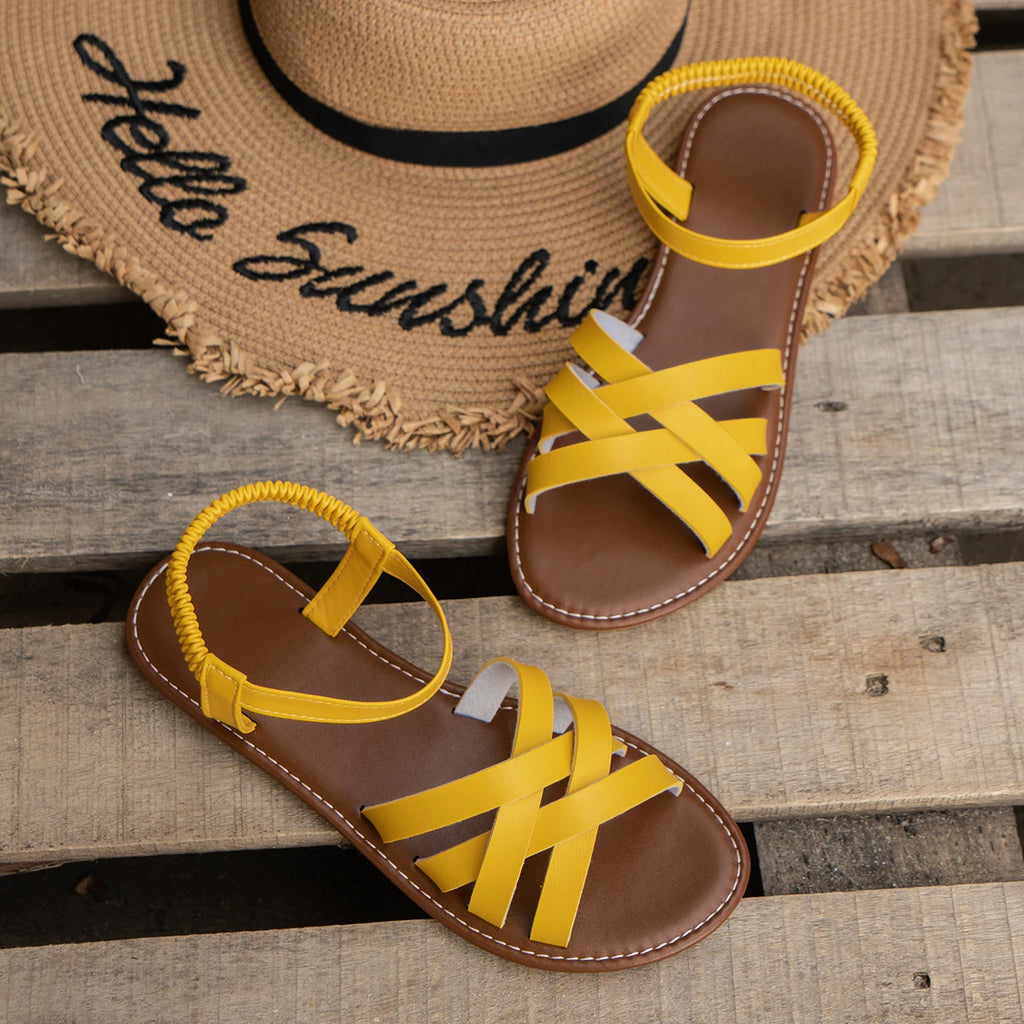 Roman Strap Flat Sandals – Non-Slip Rubber Sole Daily Slides