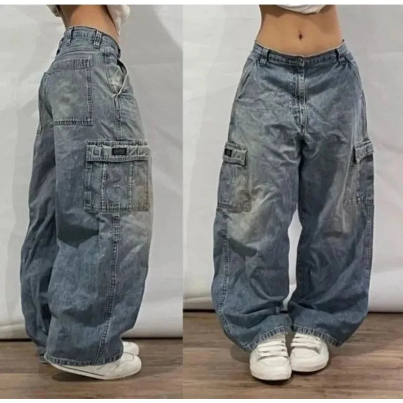 Y2K Gothic Rock High Waist Wide Leg Jeans – Men's Punk Denim