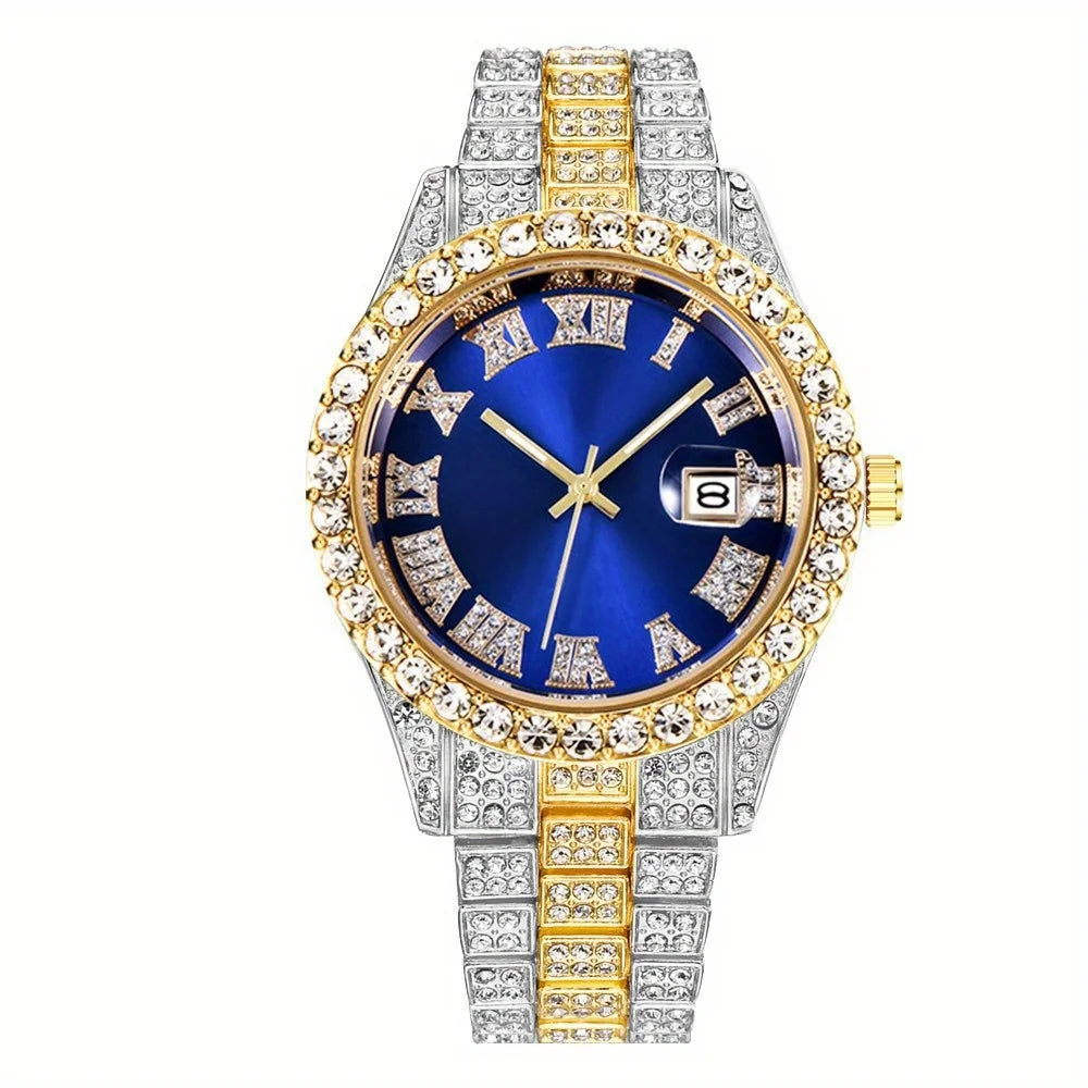 Rhinestone Riot — Retro Oversized Rhinestone Quartz Watch, Stainless Steel Band, 9 Colorways | FireDrips