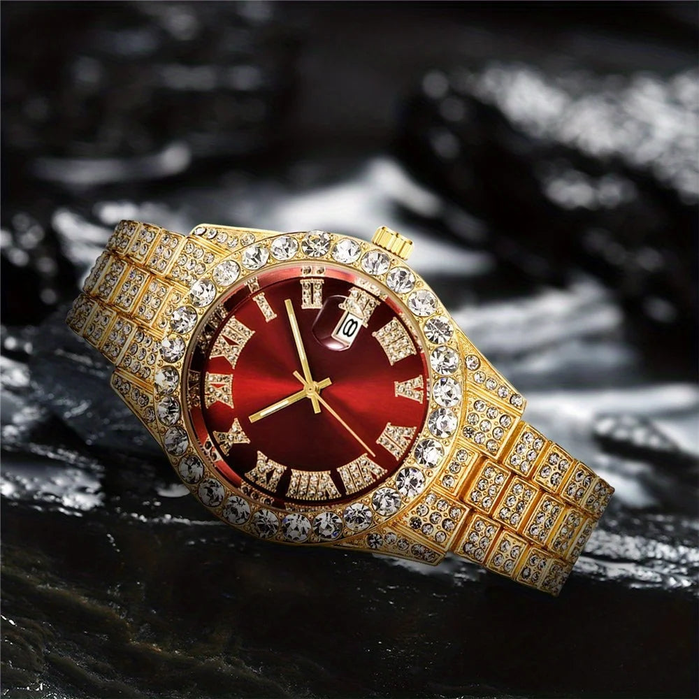 Rhinestone Riot — Retro Oversized Rhinestone Quartz Watch, Stainless Steel Band, 9 Colorways | FireDrips