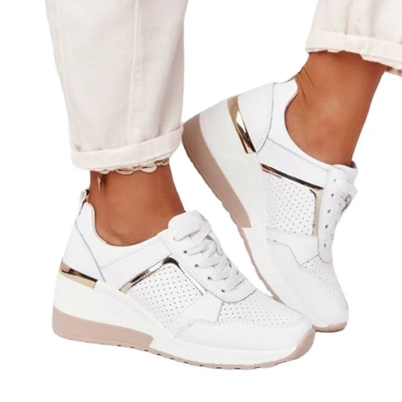 Chunky Platform Lace-Up Sneakers – Thick Sole Vulcanized Street Style