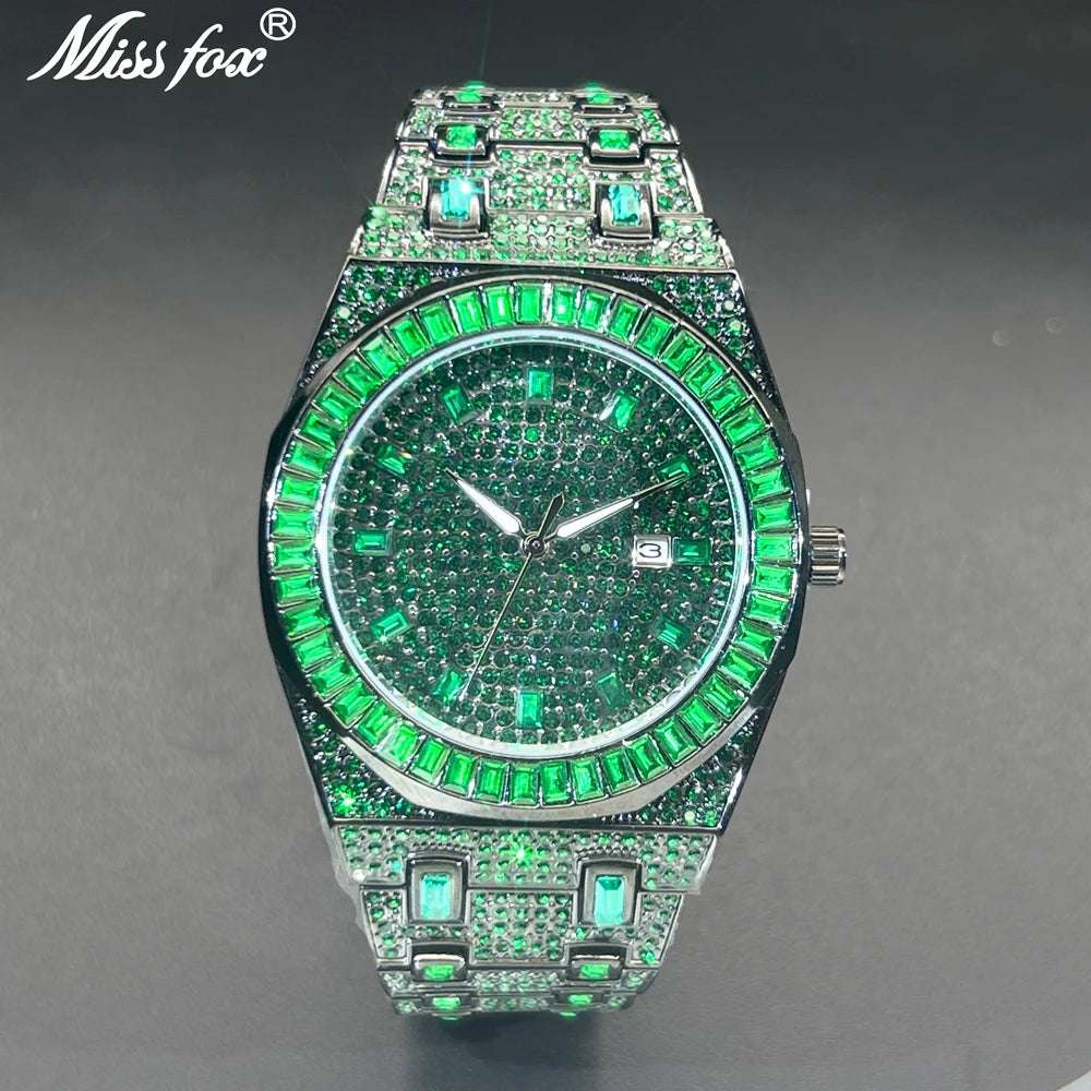Envy — Green Diamond Men's Watch, Rare Green Colorway, Iced Out Diamond Accents | FireDrips Luxury Streetwear