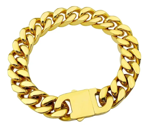 22cm Titanium Steel Cuban Link Bracelet – Silver, Gold & Rainbow