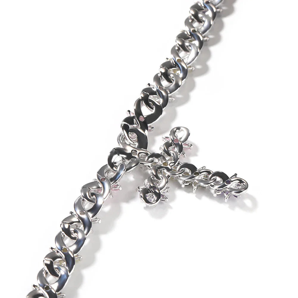 Colorful Floral Cuban Cross Chain Necklace