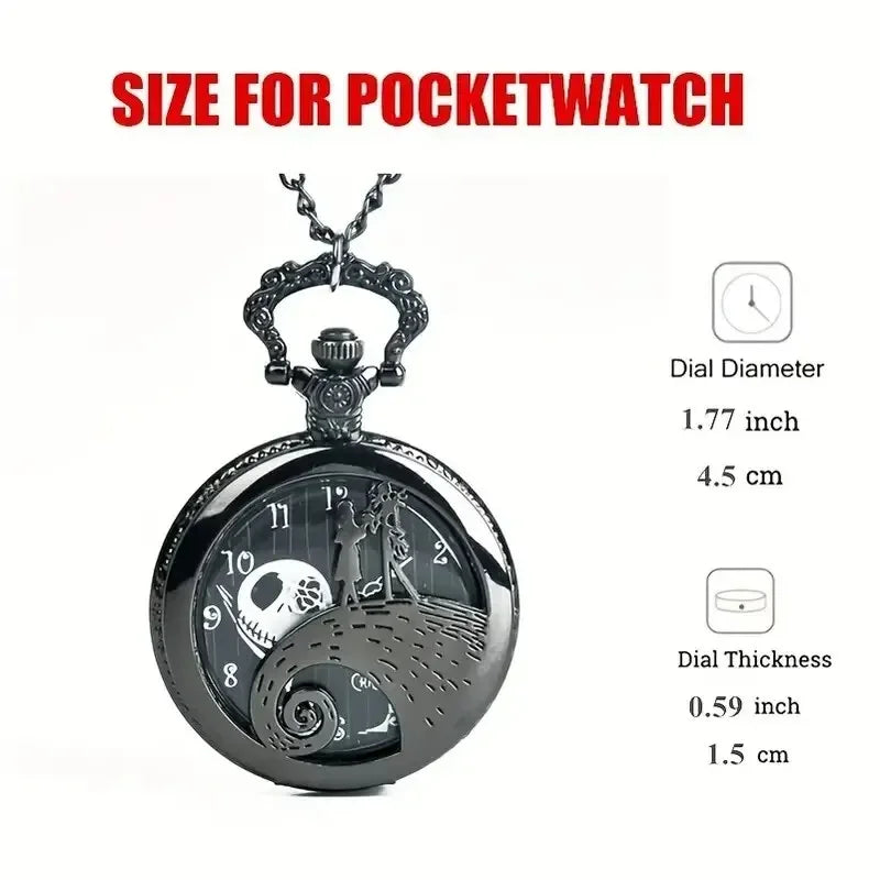 Skeleton Pocket Watch with Chain — Vintage Quartz Fob Watch for Men & Women | FireDrips