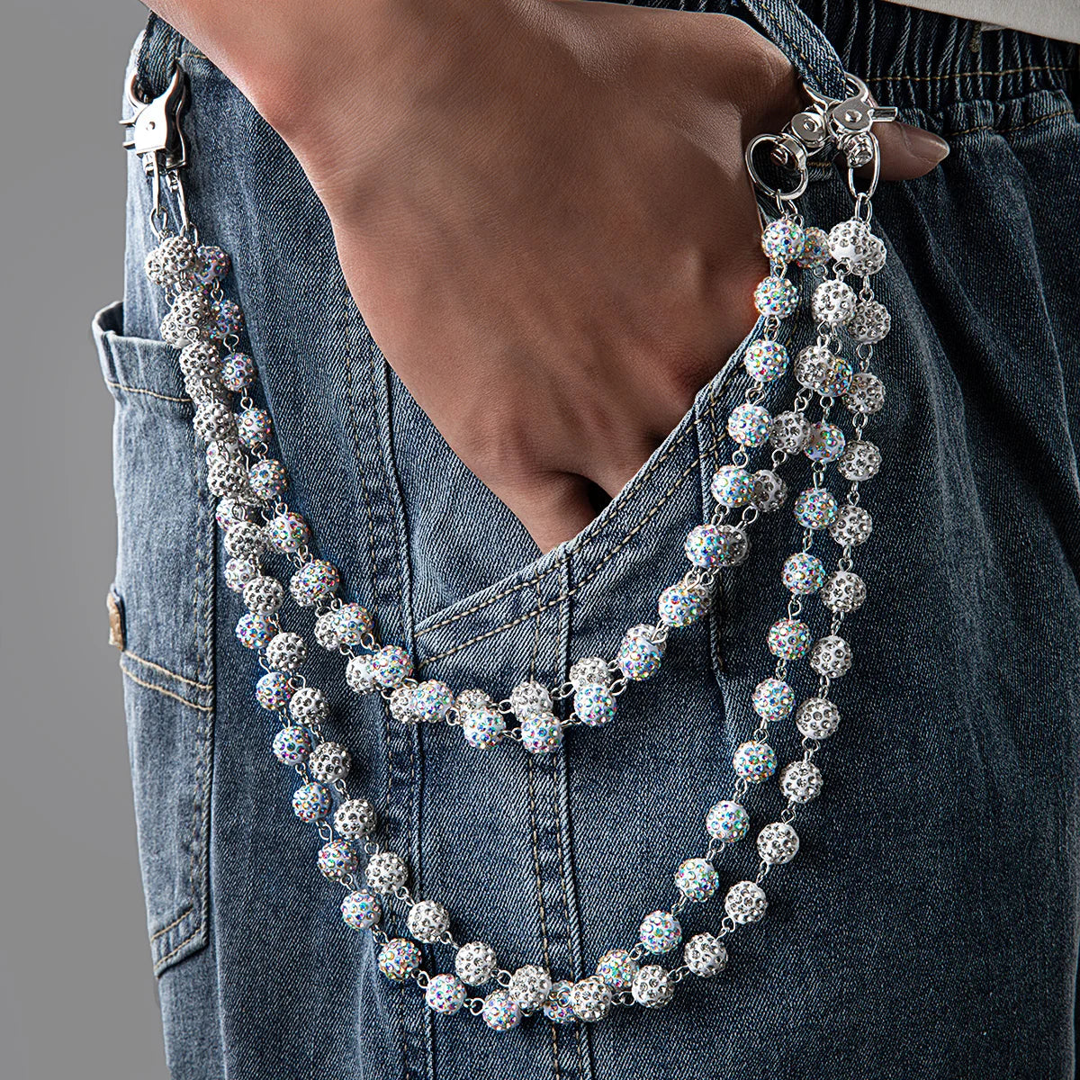 Colorful Zirconia Ball Double-Layer Hip-Hop Body Chain