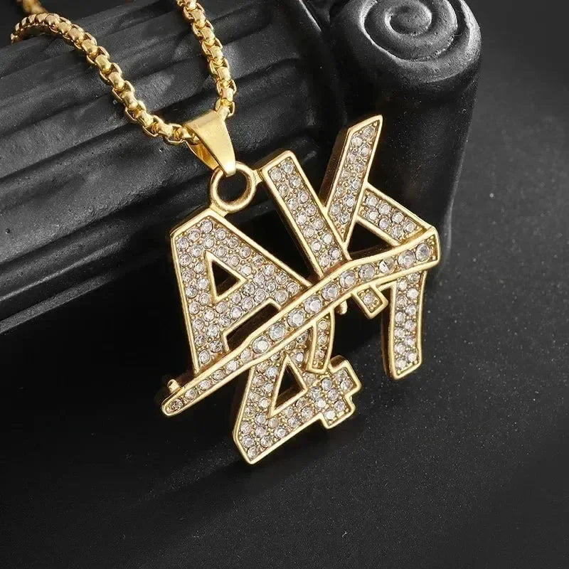 AK-47 Hip-Hop Gun Pendant Necklace — Bold Street Culture Zinc Alloy Jewelry, Gold & Silver, 39 Styles