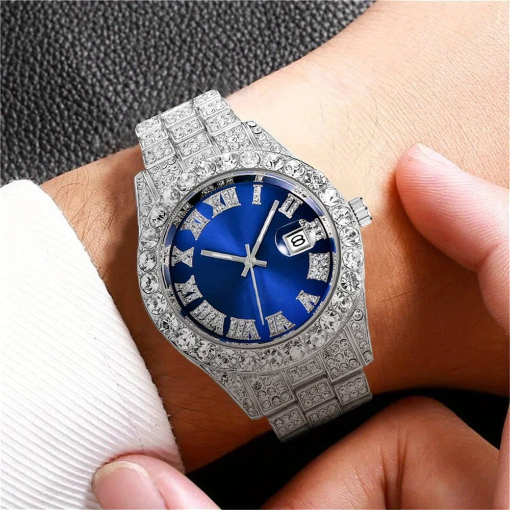 Rhinestone Riot — Retro Oversized Rhinestone Quartz Watch, Stainless Steel Band, 9 Colorways | FireDrips