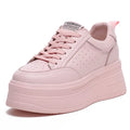 Fujin 8cm Genuine Leather Platform Wedge Chunky Sneakers – Lace-Up Fall Winter