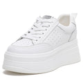 Fujin 8cm Genuine Leather Platform Wedge Chunky Sneakers – Lace-Up Fall Winter