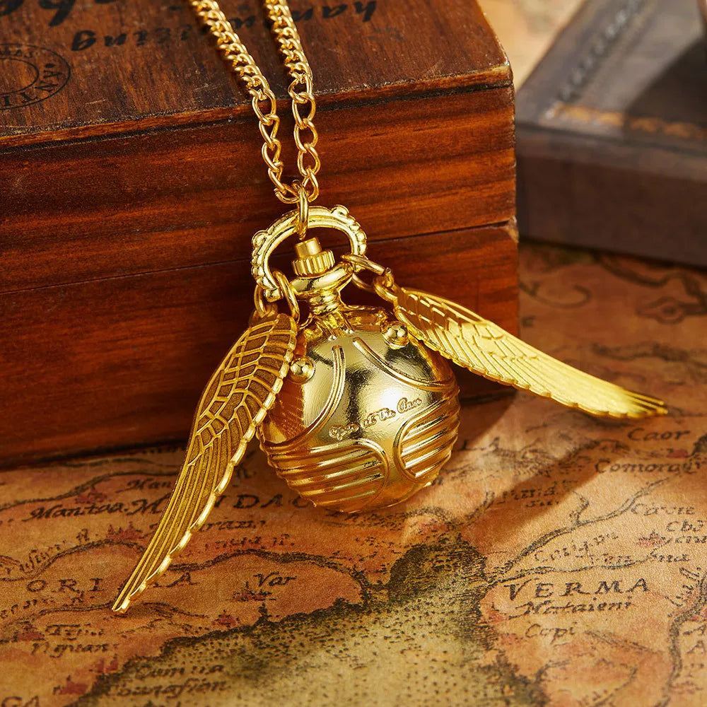 Golden Wings Pocket Watch — Luxury Gold Quartz Fob Watch, Elegant Gift for Men & Kids | FireDrips