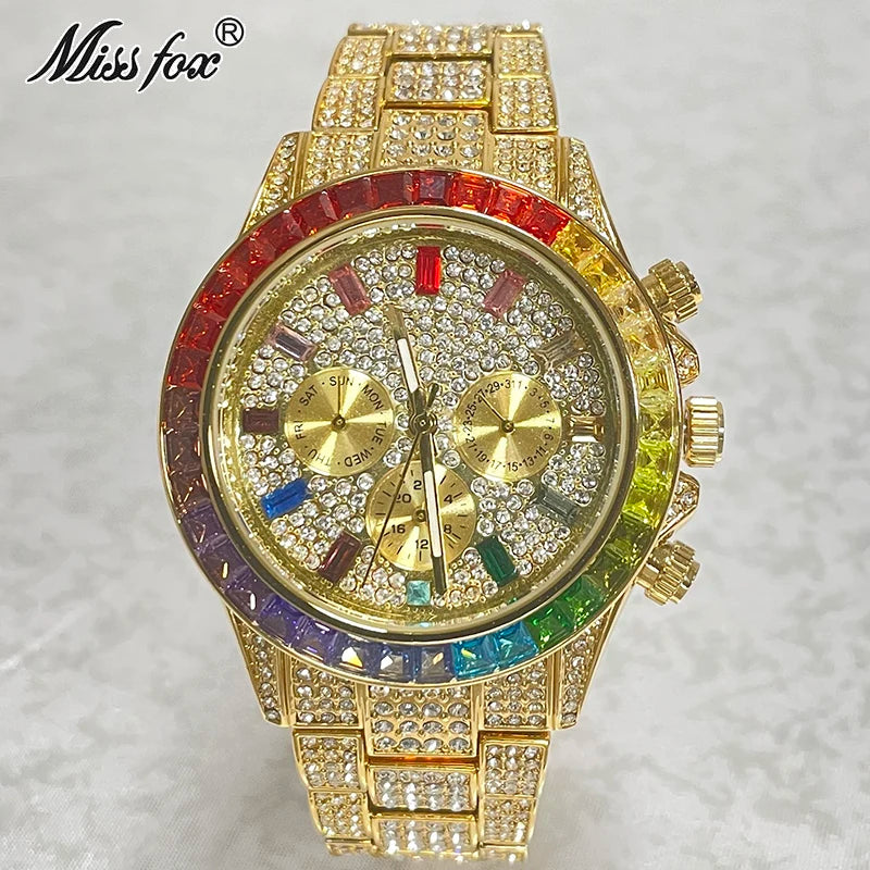 Prism — Rainbow Diamond Iced Out Full Steel Sports Watch, Waterproof, Sapphire Crystal, 9 Colorways